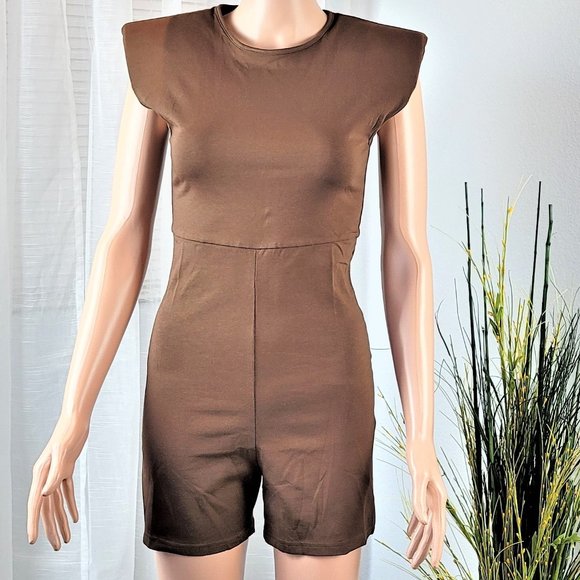 Fitted Romper with Shoulder Pad - Picture 1 of 4